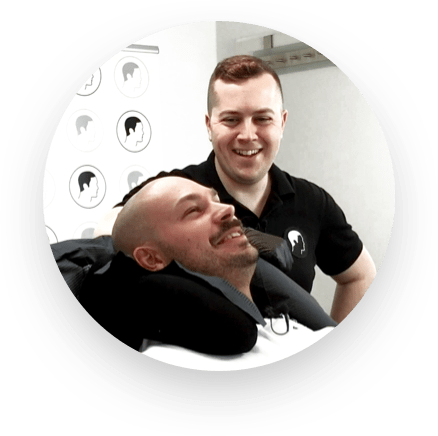 Scalp micropigmentation being performed